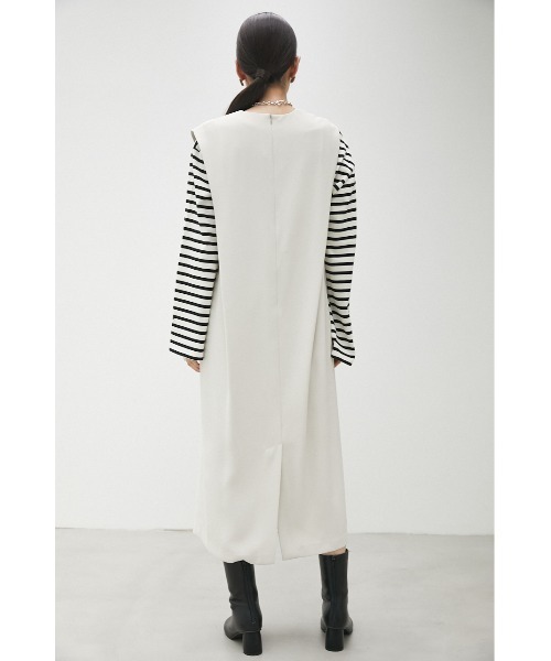 crie conforto（クリーコンフォルト）の「ショルダータックジャンスカ（ジャンパースカート・レディース・アイボリー/ブラック・SMALL/MEDIUM）」の15枚目の写真