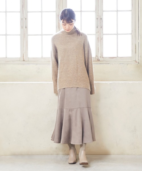 menue(メヌエ)の「スクエアトゥリブニットチャンキーヒールブーツ(ブーツ・レディース・ブラック/ベージュ・LL/3L/S/M/L/XS)」の10枚目の写真