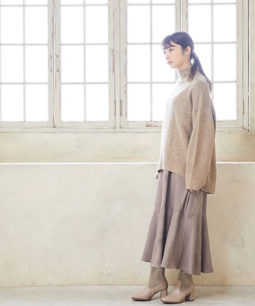 menue(メヌエ)の「スクエアトゥリブニットチャンキーヒールブーツ(ブーツ・レディース・ブラック/ベージュ・LL/3L/S/M/L/XS)」の11枚目の写真