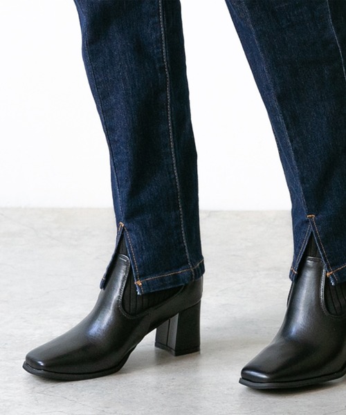 menue(メヌエ)の「スクエアトゥリブニットチャンキーヒールブーツ(ブーツ・レディース・ブラック/ベージュ・LL/3L/S/M/L/XS)」の8枚目の写真