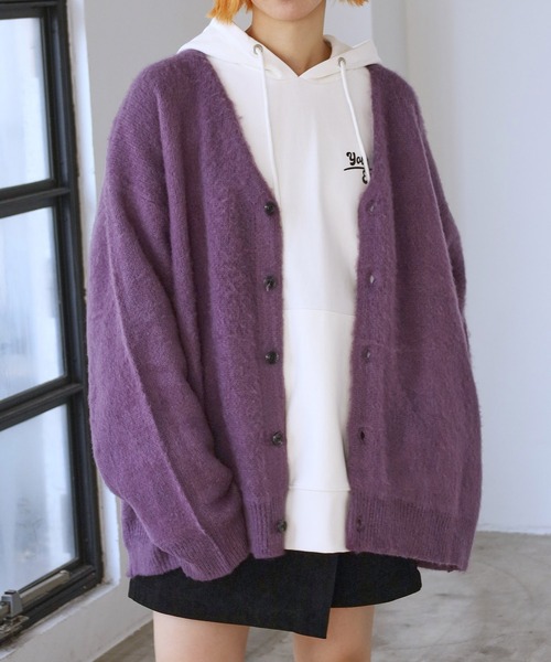PBLIM（ページボーイリム）の「PAGEBOYLIM/アソートシャギーカーデ（カーディガン/ボレロ・レディース・ブラウン系その他/グリーン系その他/イエロー系その他/ブラウン系その他2/クリアブルー/ラベンダー・FREE）」の5枚目の写真