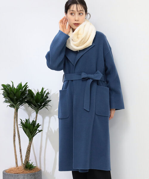 Ray BEAMS（レイビームス）の「Ray BEAMS / ベルテッド ラップ コート（その他アウター・レディース・ブラック/ブラウン/ブルー・ONE SIZE）」の3枚目の写真