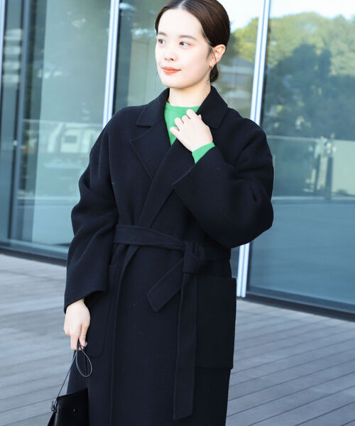 Ray BEAMS（レイビームス）の「Ray BEAMS / ベルテッド ラップ コート（その他アウター・レディース・ブラック/ブラウン/ブルー・ONE SIZE）」の10枚目の写真