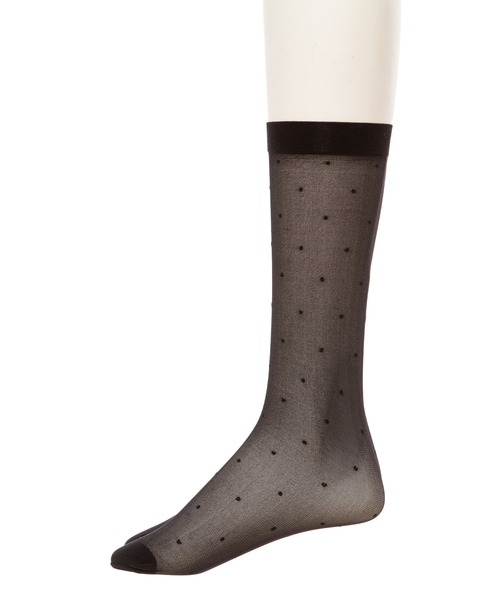 DearMyLove(ディアマイラブ)の「シースルードットハイソックス(ソックス/靴下・レディース・ホワイト/アイボリー/ブラック・23-25cm)」の11枚目の写真