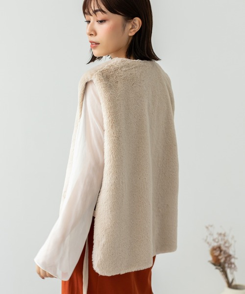 Edit Sheen(エディットシーン)の「フェイクファーベスト(ベスト・レディース・モカ/グレイッシュベージュ・M)」の10枚目の写真