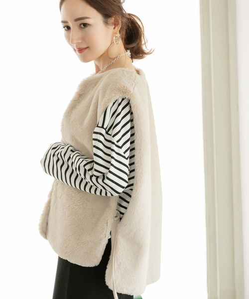 Edit Sheen(エディットシーン)の「フェイクファーベスト(ベスト・レディース・モカ/グレイッシュベージュ・M)」の17枚目の写真