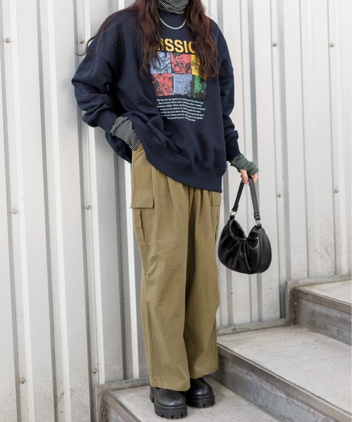 SpRay(スプレイ)の「カーゴワイドパンツ(カーゴパンツ・レディース・ブラック/カーキ・FREE)」の21枚目の写真