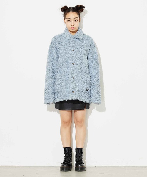 X-girl(エックスガール)の「CURLY BOA JACKET(その他アウター・レディース・ライトブルー/ブラック/ホワイト・M/S)」の7枚目の写真