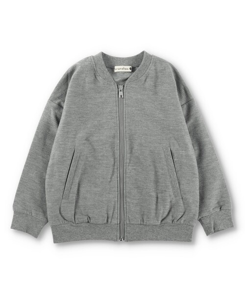 BRANSHES(ブランシェス)の「【ジップアップ】ジャケット(ノーカラージャケット・キッズ・ネイビー/杢グレー・100/110/160/140/150/120/130)」の16枚目の写真