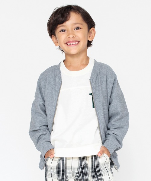 BRANSHES(ブランシェス)の「【ジップアップ】ジャケット(ノーカラージャケット・キッズ・ネイビー/杢グレー・100/110/160/140/150/120/130)」の6枚目の写真