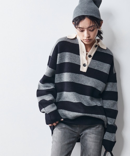 CHIC STYLE（シックスタイル）の「＜大きいサイズ＞ラガーニット