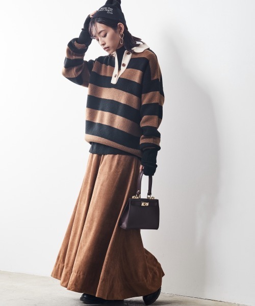 CHIC STYLE(シックスタイル)の「<大きいサイズ>ラガーニットプルオーバー シックスタイル(ニット/セーター・レディース・グレー系/ブラウン系・LL/6L/5L/4L/3L/8L/L)」の8枚目の写真