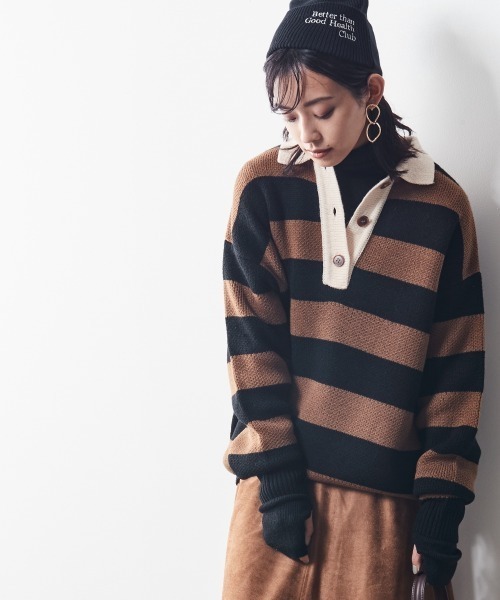 CHIC STYLE(シックスタイル)の「<大きいサイズ>ラガーニットプルオーバー シックスタイル(ニット/セーター・レディース・グレー系/ブラウン系・LL/6L/5L/4L/3L/8L/L)」の4枚目の写真