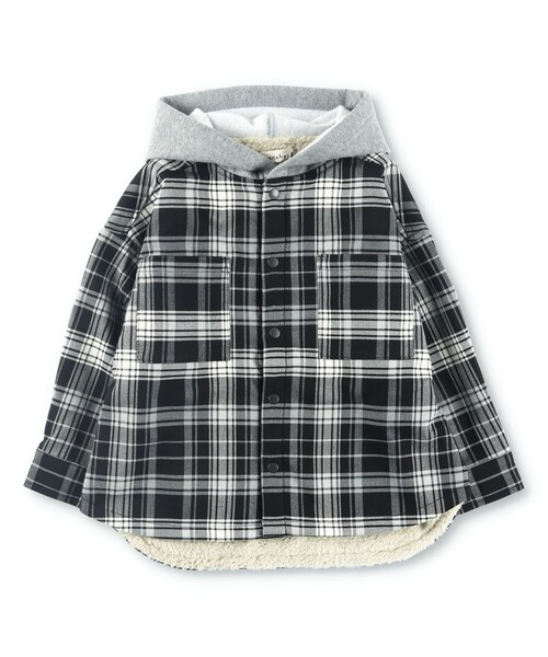 BRANSHES（ブランシェス）の「【ペア】チェック×裏ボアジャケット（その他アウター・キッズ・ブラック・100/150/130/120/110/140）」の17枚目の写真