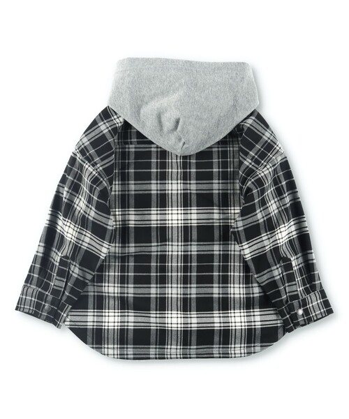 BRANSHES（ブランシェス）の「【ペア】チェック×裏ボアジャケット（その他アウター・キッズ・ブラック・100/150/130/120/110/140）」の3枚目の写真