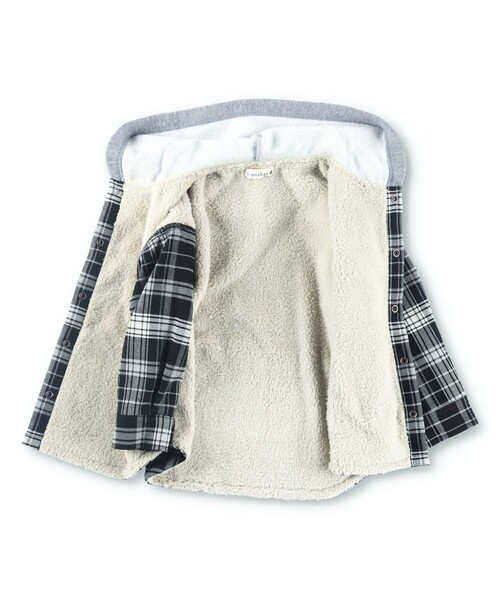 BRANSHES（ブランシェス）の「【ペア】チェック×裏ボアジャケット（その他アウター・キッズ・ブラック・100/150/130/120/110/140）」の8枚目の写真