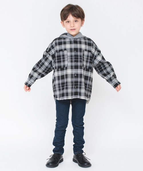 BRANSHES（ブランシェス）の「【ペア】チェック×裏ボアジャケット（その他アウター・キッズ・ブラック・100/150/130/120/110/140）」の14枚目の写真