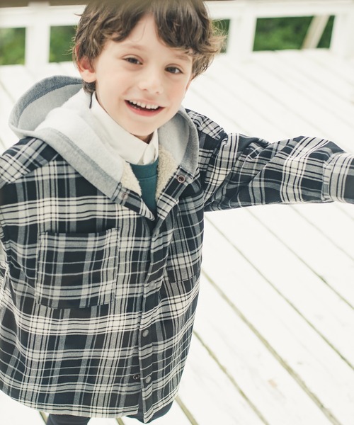 BRANSHES（ブランシェス）の「【ペア】チェック×裏ボアジャケット（その他アウター・キッズ・ブラック・100/150/130/120/110/140）」の5枚目の写真