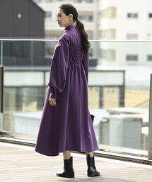 Ray BEAMS | Ray BEAMS / シャーリング ハイネック ワンピース(ワンピース)