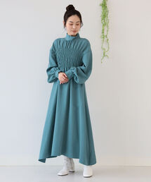 Ray BEAMS | Ray BEAMS / シャーリング ハイネック ワンピース(ワンピース)