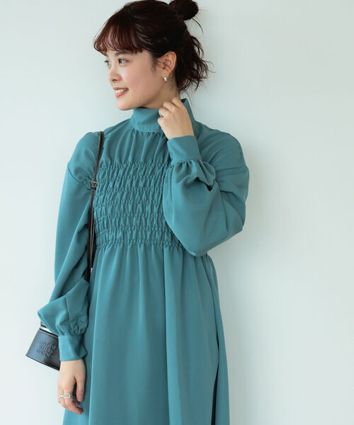 Ray BEAMS（レイビームス）の「Ray BEAMS / シャーリング ハイネック ワンピース（ワンピース・レディース・ライトブルー/バイオレット・ONE SIZE）」の10枚目の写真