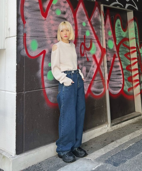 Figments（フィグメンツ）の「ワイドタックデニムパンツ（デニムパンツ・レディース・インディゴブルー・SMALL/MEDIUM/LARGE）」の20枚目の写真