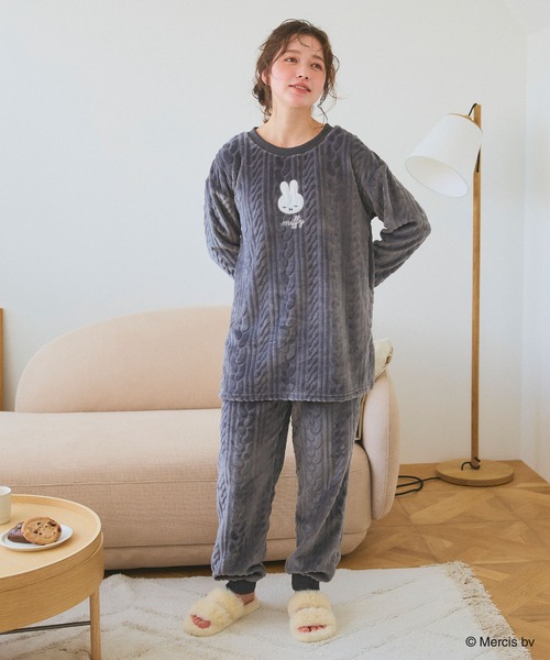Miffy( ミッフィー)の「【miffy/ミッフィー】刺繍ケーブルフリースロングパンツ/ルームウェア◆2025AW◆(ルームウェア/パジャマ・レディース・ピンク/アイボリー/グレー/ホワイト/ベビーピンク/チャコールグレー・M/LL/L/3L)」の13枚目の写真