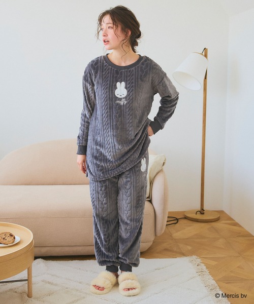 Miffy( ミッフィー)の「【miffy/ミッフィー】刺繍ケーブルフリースロングパンツ/ルームウェア◆2025AW◆(ルームウェア/パジャマ・レディース・ピンク/アイボリー/グレー/ホワイト/ベビーピンク/チャコールグレー・M/LL/L/3L)」の12枚目の写真