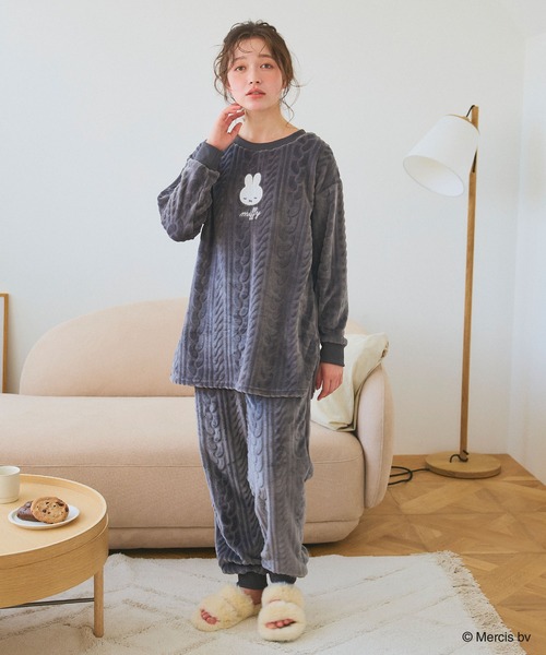 Miffy( ミッフィー)の「【miffy/ミッフィー】刺繍ケーブルフリースロングパンツ/ルームウェア◆2025AW◆(ルームウェア/パジャマ・レディース・ピンク/アイボリー/グレー/ホワイト/ベビーピンク/チャコールグレー・M/LL/L/3L)」の10枚目の写真
