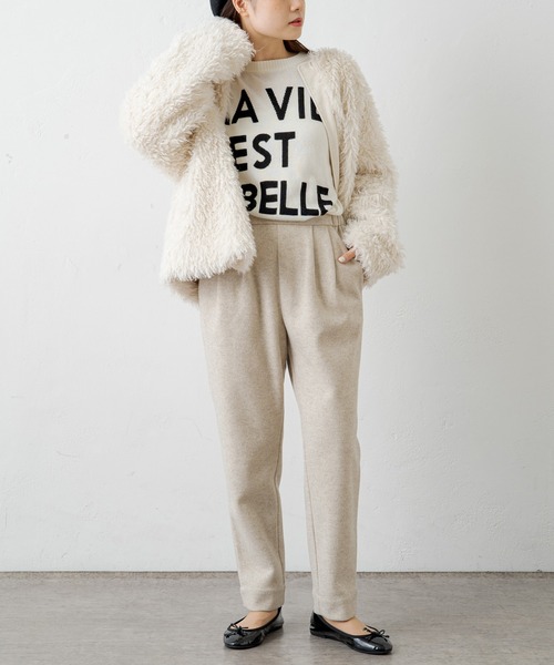 PUAL CE CIN（ピュアルセシン）の「圧縮ニットジャージースラックスパンツ（スラックス・レディース・ブラック/ベージュ・FREE）」の20枚目の写真