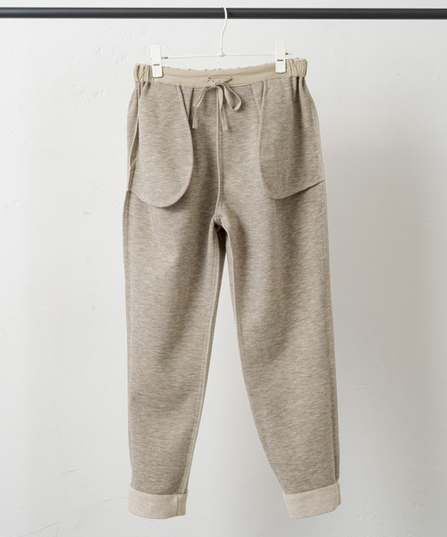 PUAL CE CIN（ピュアルセシン）の「圧縮ニットジャージースラックスパンツ（スラックス・レディース・ブラック/ベージュ・FREE）」の6枚目の写真