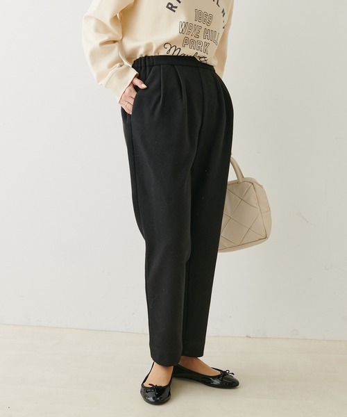 PUAL CE CIN（ピュアルセシン）の「圧縮ニットジャージースラックスパンツ（スラックス・レディース・ブラック/ベージュ・FREE）」の7枚目の写真