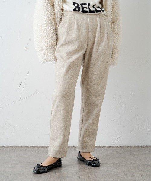 PUAL CE CIN（ピュアルセシン）の「圧縮ニットジャージースラックスパンツ（スラックス・レディース・ブラック/ベージュ・FREE）」の12枚目の写真