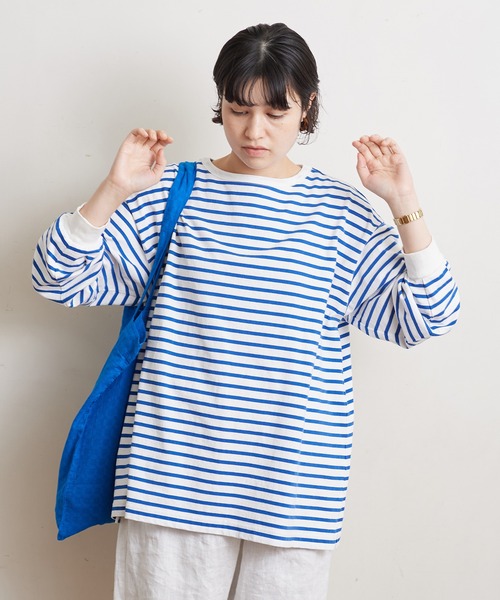 bulle de savon（ビュルデサボン）の「vintage border Puff プルオーバー（Tシャツ/カットソー・レディース・ブルー/レッド・FREE）」の3枚目の写真