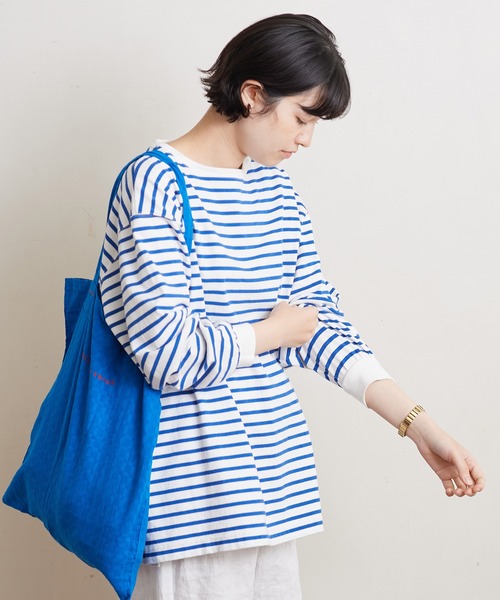 bulle de savon（ビュルデサボン）の「vintage border Puff プルオーバー（Tシャツ/カットソー・レディース・ブルー/レッド・FREE）」の4枚目の写真