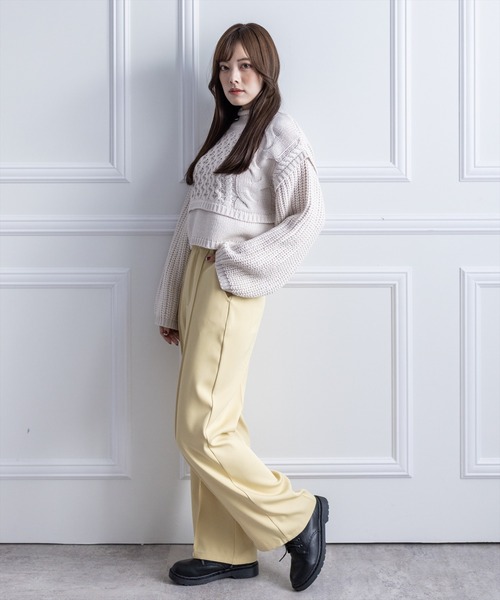 clear（クリア）の「センタープレスストレートパンツ（スラックス・レディース・ブラック/イエロー/アイボリー・M/S）」の14枚目の写真
