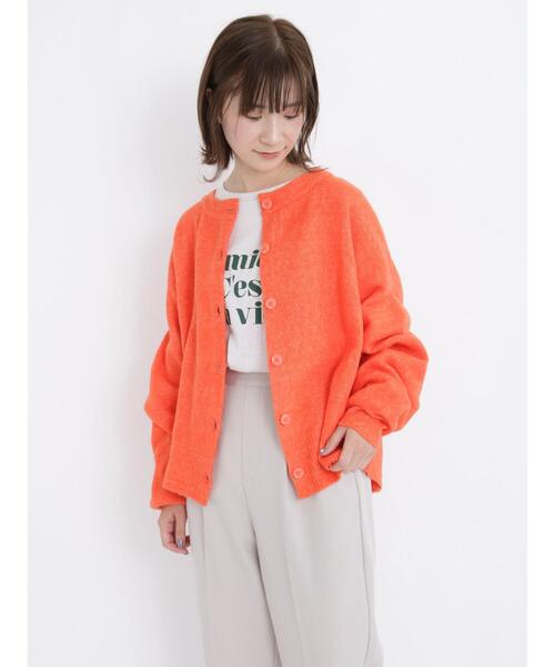 Samansa Mos2 blue（サマンサモスモスブルー）の「ふわもちシフォンニットカーディガン（カーディガン/ボレロ・レディース・ブラック/グリーン/ブラウン/オレンジ/キナリ・ﾌﾘ-）」の5枚目の写真