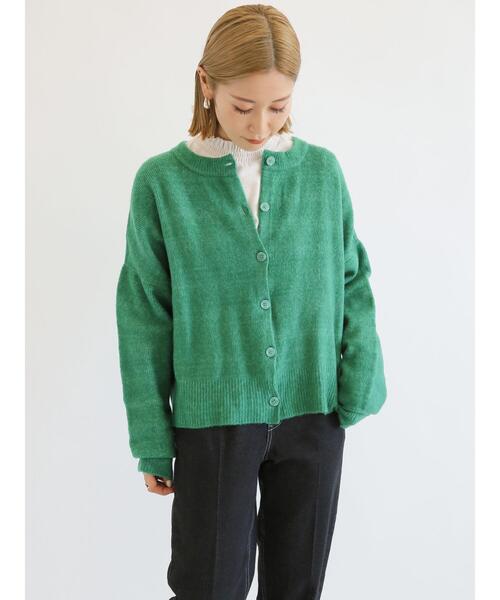 Samansa Mos2 blue（サマンサモスモスブルー）の「ふわもちシフォンニットカーディガン（カーディガン/ボレロ・レディース・ブラック/グリーン/ブラウン/オレンジ/キナリ・ﾌﾘ-）」の4枚目の写真