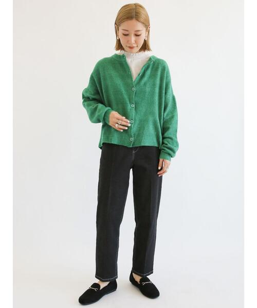 Samansa Mos2 blue（サマンサモスモスブルー）の「ふわもちシフォンニットカーディガン（カーディガン/ボレロ・レディース・ブラック/グリーン/ブラウン/オレンジ/キナリ・ﾌﾘ-）」の17枚目の写真
