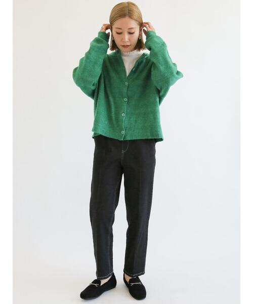 Samansa Mos2 blue（サマンサモスモスブルー）の「ふわもちシフォンニットカーディガン（カーディガン/ボレロ・レディース・ブラック/グリーン/ブラウン/オレンジ/キナリ・ﾌﾘ-）」の18枚目の写真