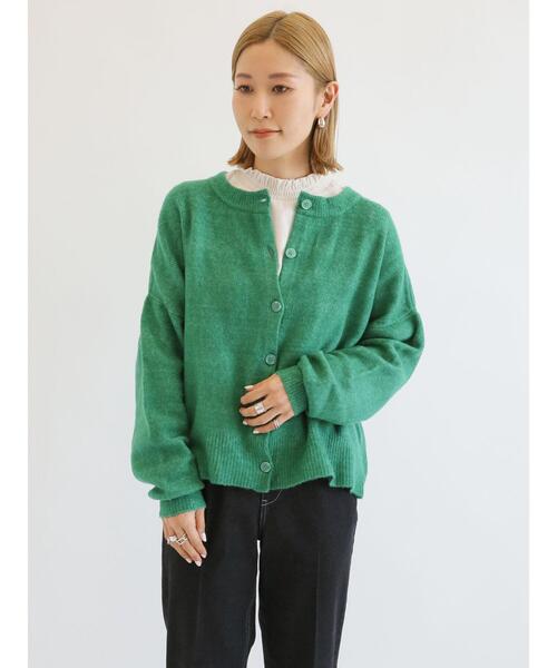 Samansa Mos2 blue（サマンサモスモスブルー）の「ふわもちシフォンニットカーディガン（カーディガン/ボレロ・レディース・ブラック/グリーン/ブラウン/オレンジ/キナリ・ﾌﾘ-）」の19枚目の写真