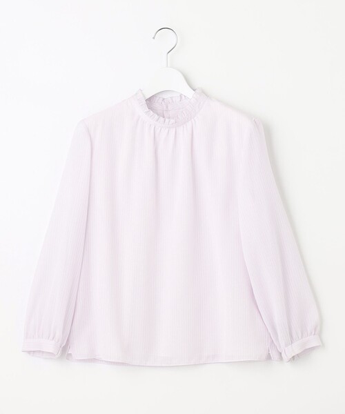 J.PRESS(ジェイプレス)の「カチオンストライプ フリルネック バンドカラー カットソー(Tシャツ/カットソー・レディース・ピンク系1/ふじ色系/ネイビー系1/ホワイト系・MEDIUM/LARGE)」の14枚目の写真