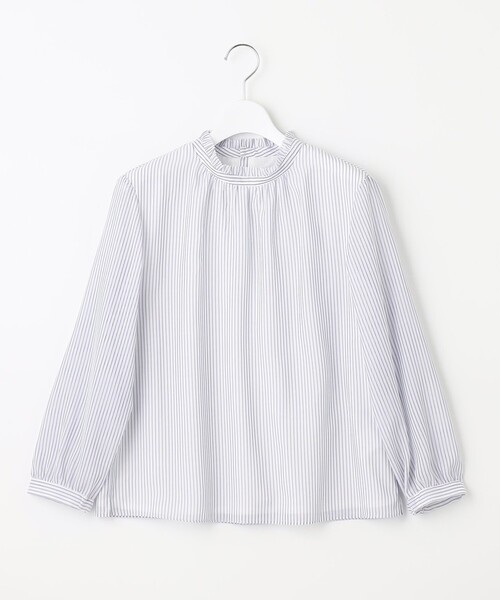 J.PRESS(ジェイプレス)の「カチオンストライプ フリルネック バンドカラー カットソー(Tシャツ/カットソー・レディース・ピンク系1/ふじ色系/ネイビー系1/ホワイト系・MEDIUM/LARGE)」の16枚目の写真