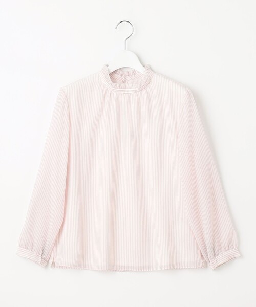 J.PRESS(ジェイプレス)の「カチオンストライプ フリルネック バンドカラー カットソー(Tシャツ/カットソー・レディース・ピンク系1/ふじ色系/ネイビー系1/ホワイト系・MEDIUM/LARGE)」の18枚目の写真