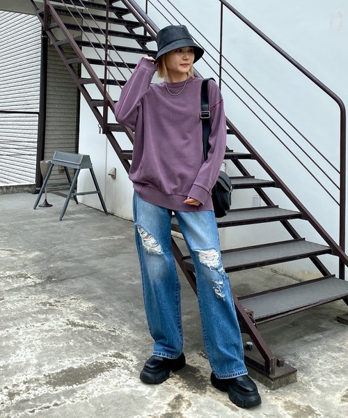 トレーナー スウェット Gradient Color-block Oversized Sweatshirt / グラデーションカラースウェット レディ JNBY トレーナー スウェット Gradient Color-block Oversized