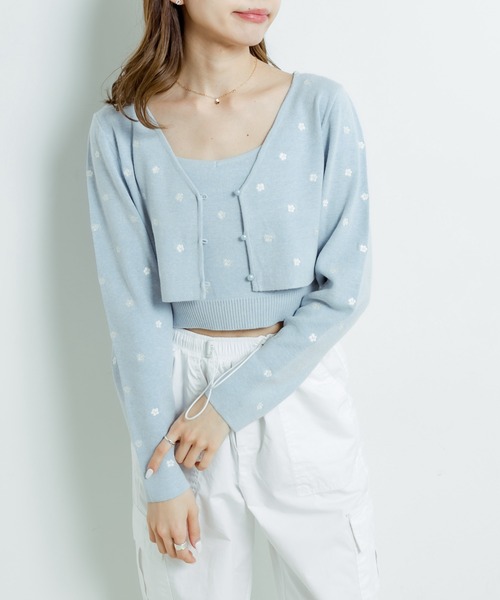 OLIVE des OLIVE（オリーブデオリーブ）の「花刺繍キャミソール（キャミソール・レディース・オフホワイト/ブラック/サックスブルー・FREE）」の14枚目の写真