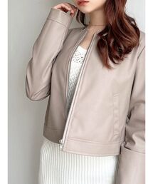 RESEXXY | ノーカラーフェイクレザージャケット(ノーカラージャケット)