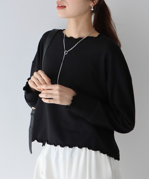 BLUEEAST(ブルーイースト)の「メロークロップドTシャツ(Tシャツ/カットソー・レディース・ブラック/ベージュ/オフホワイト/ピンク・MEDIUM)」の5枚目の写真