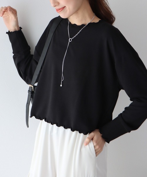 BLUEEAST(ブルーイースト)の「メロークロップドTシャツ(Tシャツ/カットソー・レディース・ブラック/ベージュ/オフホワイト/ピンク・MEDIUM)」の7枚目の写真
