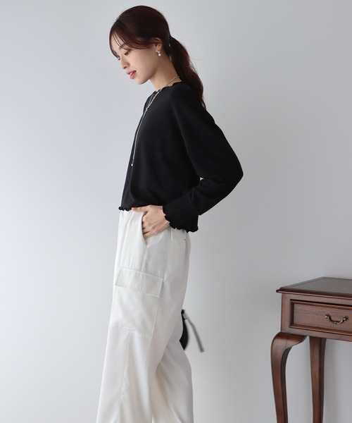 BLUEEAST(ブルーイースト)の「メロークロップドTシャツ(Tシャツ/カットソー・レディース・ブラック/ベージュ/オフホワイト/ピンク・MEDIUM)」の20枚目の写真